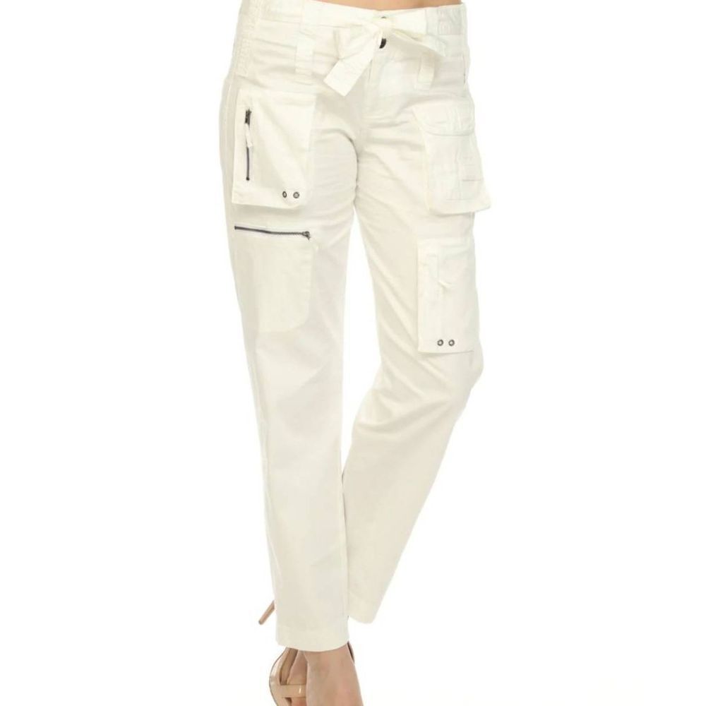 Johnny Was Pete & Greta Tyla white Cargo Pants Boho Chic sz 4